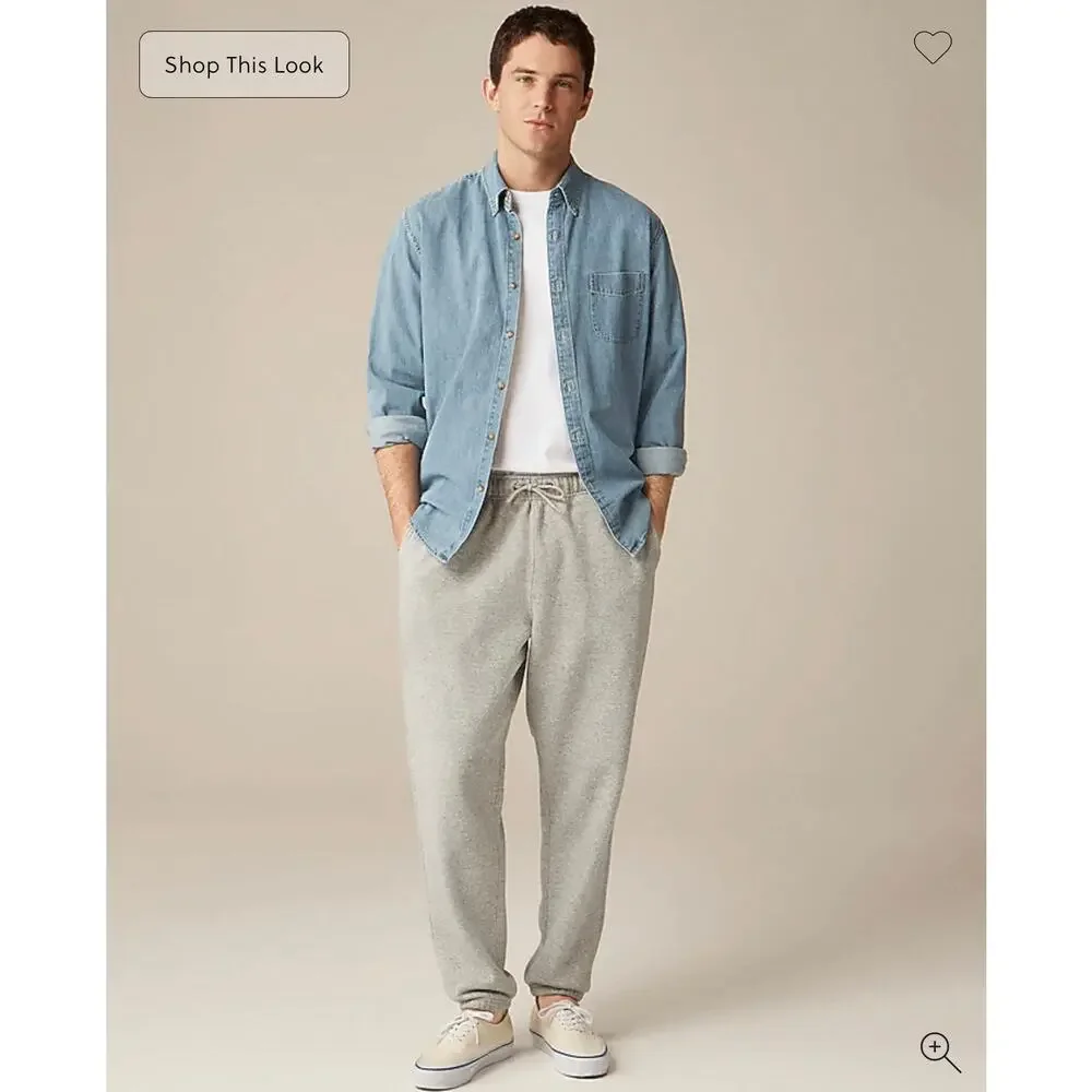 J. Crew Tall heritage 14 oz. fleece sweatpant in Heather Grey NWT Medium Tall